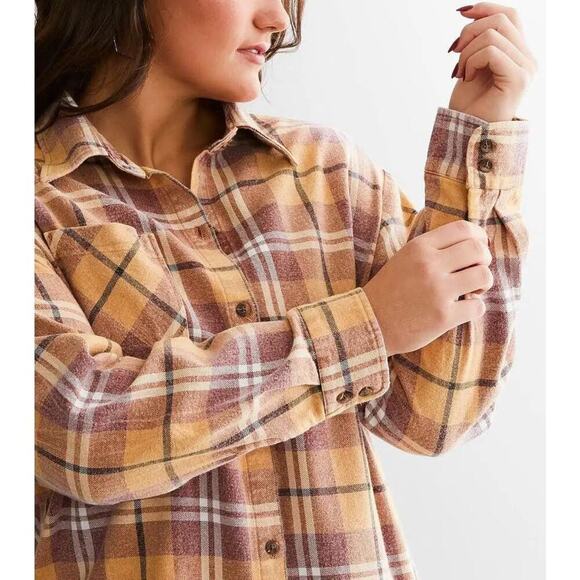 Originality La La Land America Land of the Free Bleach Dyed Plaid Flannel Shirt - Picture 2 of 8